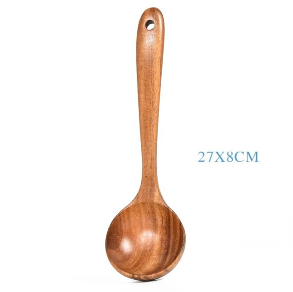 Teak Natural Wood Tableware Spoon Ladle Turner Rice Colander Soup Skimmer Cooking Tool Sets Spoon Scoop Kitchen Tools Gadgets - Image 9