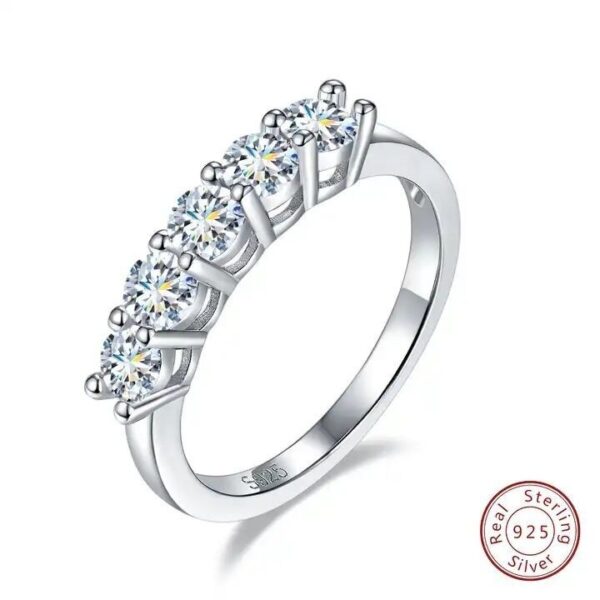 Moissanite Five-star Row Diamond Ring Platinum Women - Image 3