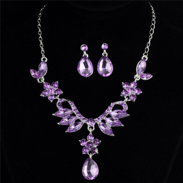 Foreign trade explosion bride alloy diamond necklace earrings set wedding jewelry and jewelry accessories - Image 2