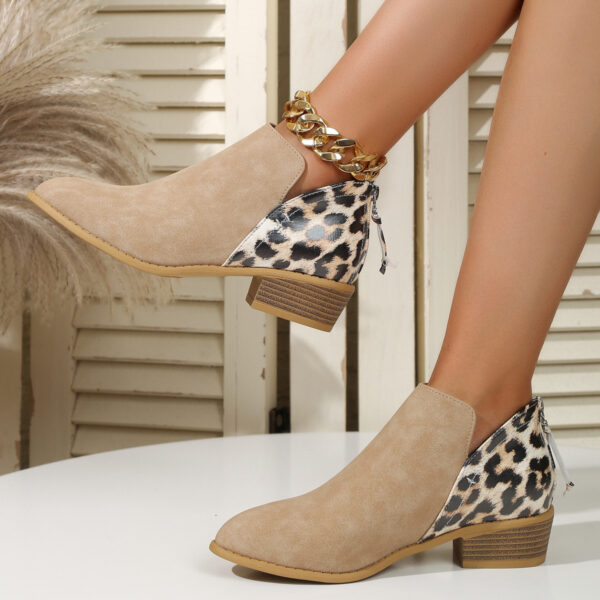 Fashion Leopard Print Boots Women Pointed Toe Chunky Heel Back Zipper Shoes - Image 6