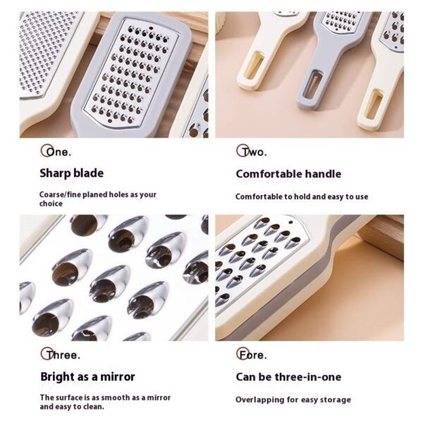 3 In 1 Cheese Grater Portable Handheld Stainless Steel Vegetable Grater Kitchen Tools Efficient Food Graters Home Kitchen Gadgets - Image 7