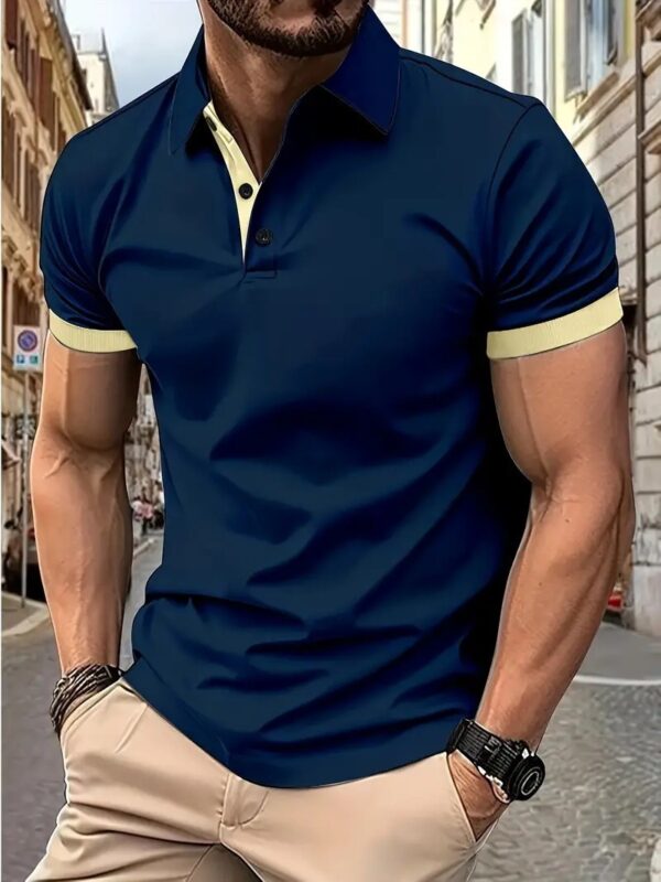 3D Solid Color Lapel Short Sleeve Polo Shirt Casual Loose Men - Image 7