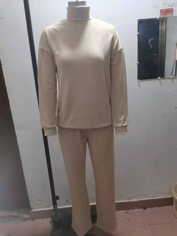 Casual Fashion Suits For Women Turtleneck Sweater And Drawstring Straight Pants - Image 10