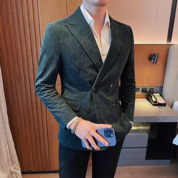 Light Luxury Corduroy Suit Jacket Autumn And Winter Double Breasted Casual - Image 6