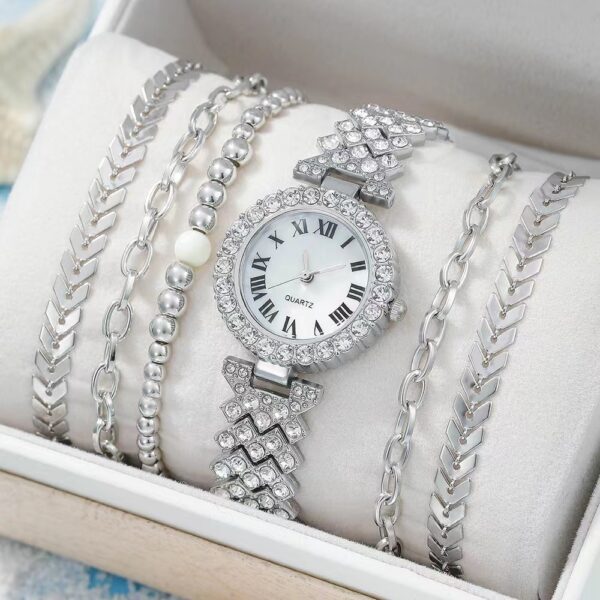 Diamond Women's Bracelet Watch Luxury Fashion Gift Box Watch Bracelet Six-piece Set - Image 10