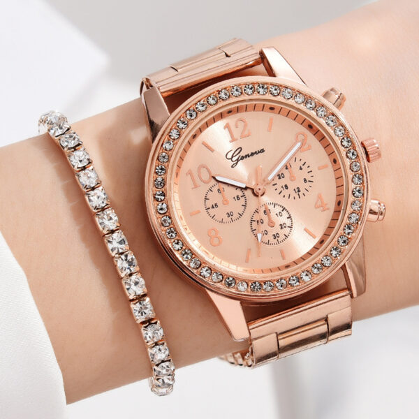 Women's Three-eye Quartz Diamond-embedded Watch - Image 5