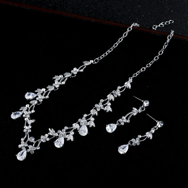 Simple Zircon Necklace Earrings Korean Bride Wedding Necklace set dinner party dress jewelry accessories - Image 4