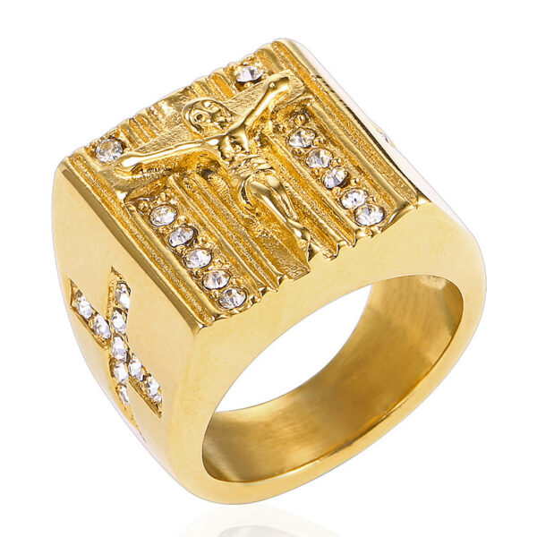 European And American Retro Religious Jesus Cross Ring - Image 3