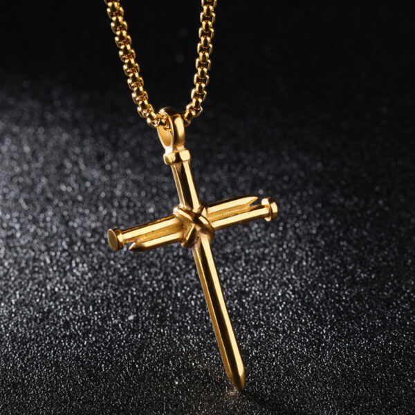 Titanium steel casting steel nails cross men's pendants necklace jewelry - Image 5