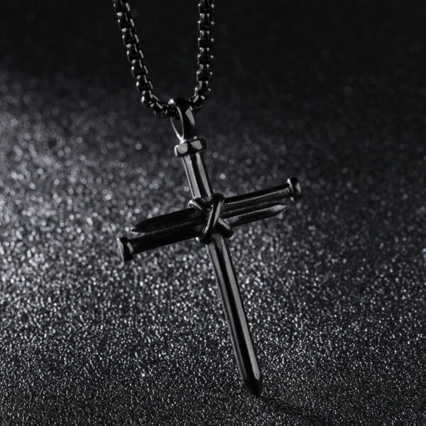 Titanium steel casting steel nails cross men's pendants necklace jewelry - Image 4