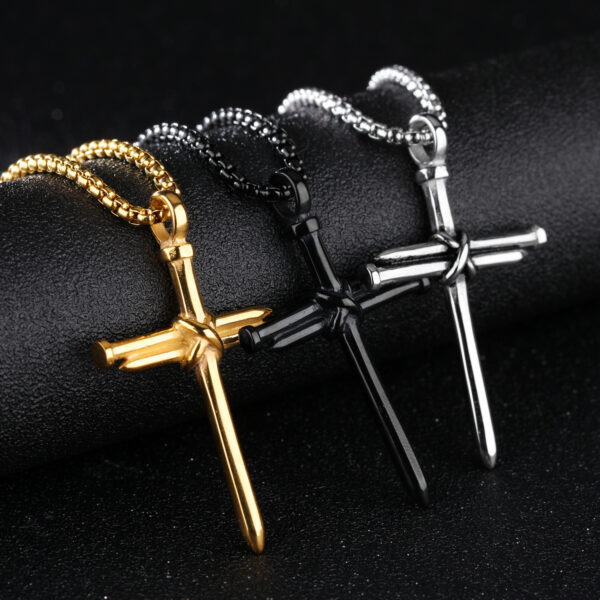 Titanium steel casting steel nails cross men's pendants necklace jewelry - Image 7