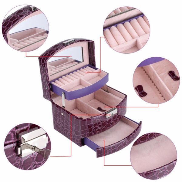 3 Layers Jewelry Boxes And Packaging Leather Makeup Organizer Storage Box Container Case Gift Box Women Cosmetic Casket - Image 6