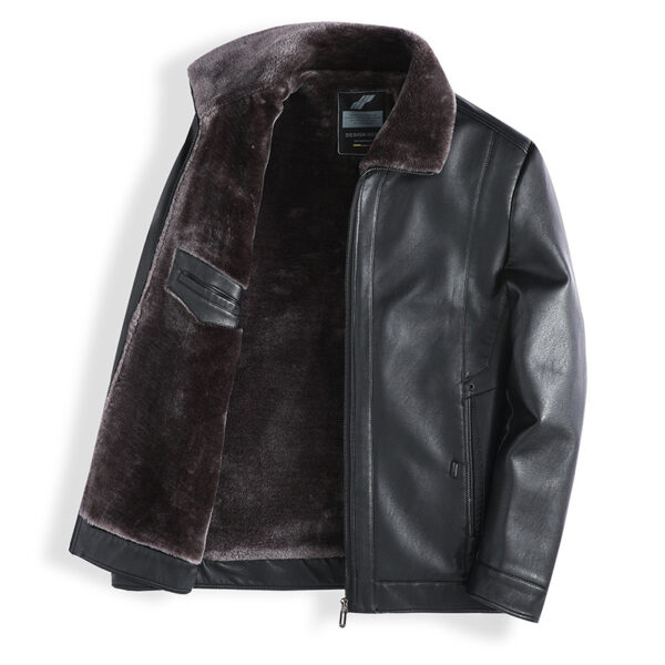 Plush Thick Leather Men's Free Care Jacket - Image 4