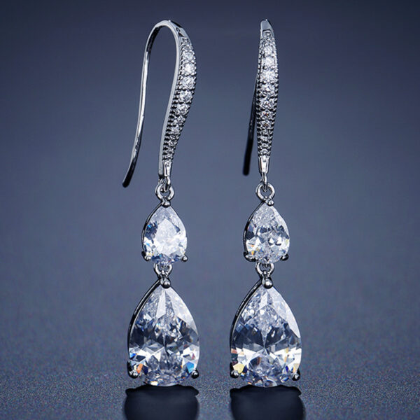 RAKOL Simple Long Exquisite Water Drop Zircon  Female Simple Banquet All-match Earrings - Image 7