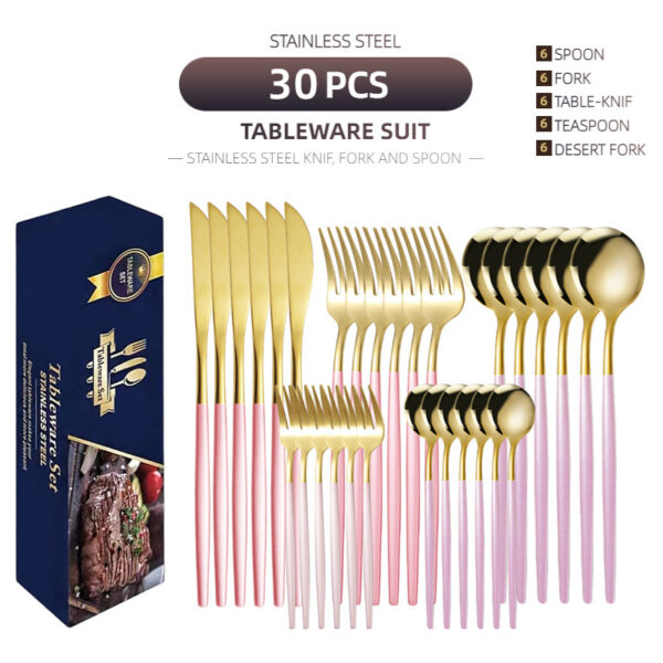 Stainless Steel Knife And Forks 30-piece Tableware Set Suit - Image 7