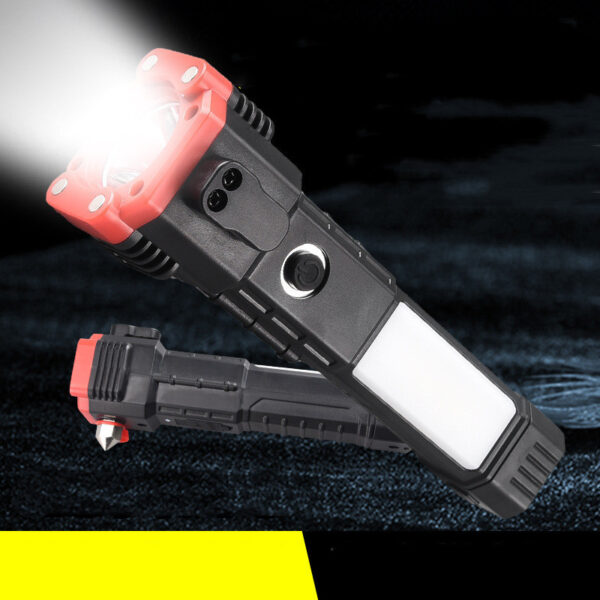 Car Safety Hammer Multifunctional Charging Power Work Light Emergency Fire Self-rescue Breaking Window Self-defense Flashlight - Image 3