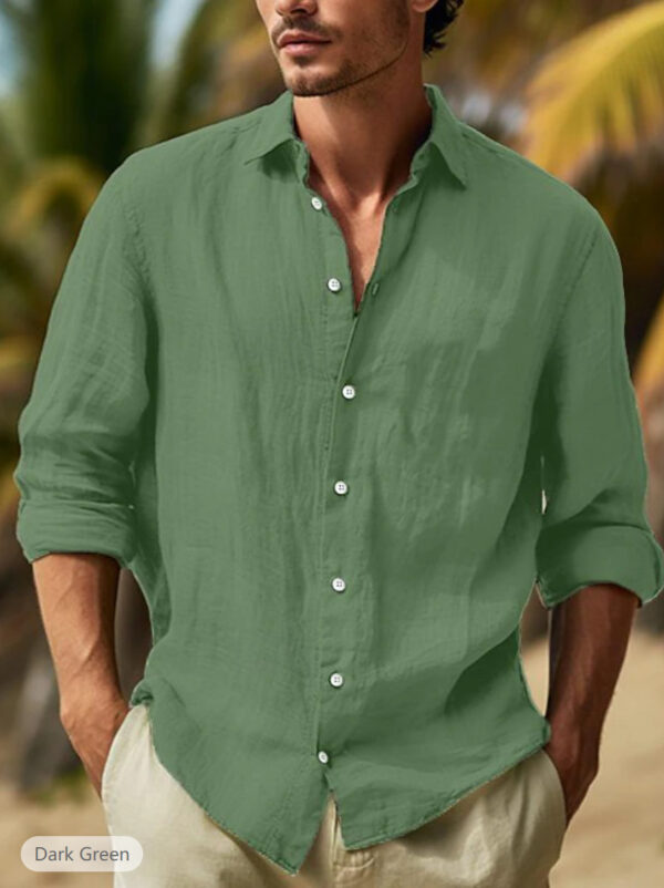 Men's Casual Solid Color Plus Size Shirt - Image 9