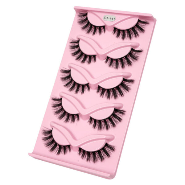 Women's One-piece Five-pair Cat Eye Oblique Flying Stage Makeup Thick Cat Eye Eyelash - Image 2