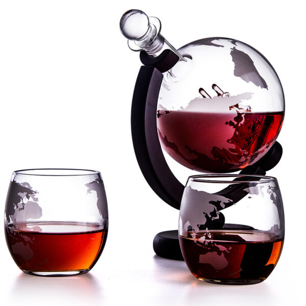 Rotating Earth-shaped Glass Wine Container - Image 4