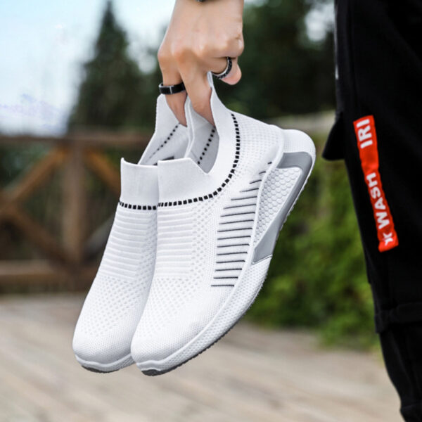 Fashion Mesh Sock Shoes With Striped Design Men Outdoor Breathable Slip-on Sneakers Csuale Lightweight Running Sports Shoes - Image 8