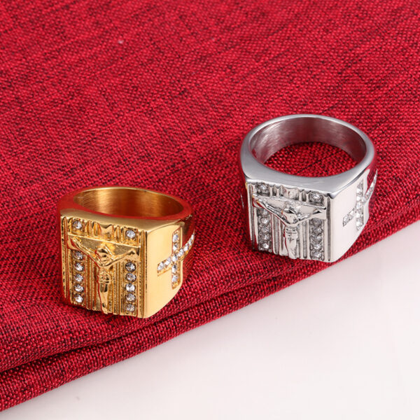 European And American Retro Religious Jesus Cross Ring - Image 4