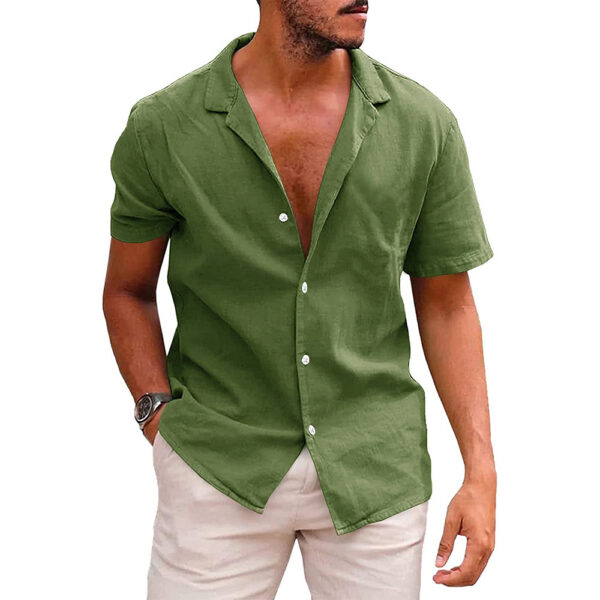 Men's Tops Casual Button Down Shirt Short Sleeve Beach Shirt Summer Mens Clothing - Image 6