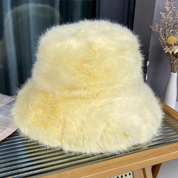 All-match Long Fur Warm Bucket Hat - Image 2