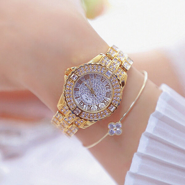 Reloj De Pulsera Para Mujer Oro Lujo De Cristal Relojes Con Diamantes Relojes - Image 3