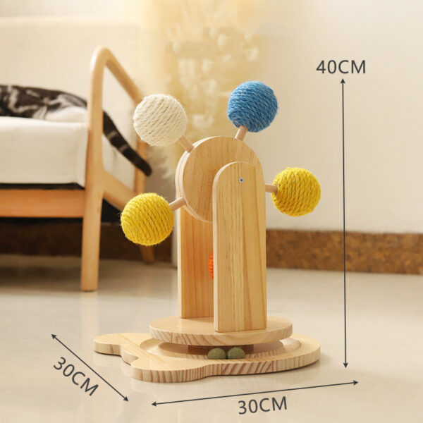 Solid Wood Rotary Table Cat Scratch Board Sisal Hemp Pet Products - Image 5