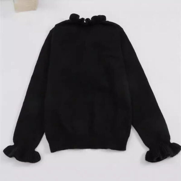 Winter V-neck Ruffled Knitted Sweater Fashion Pullover Long-sleeved Tops For Women - Image 4