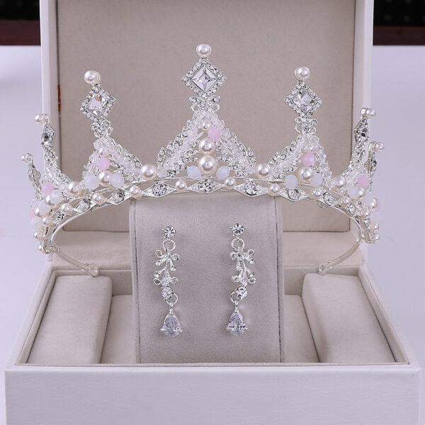 Korean Style Bridal Crown Earring Set - Image 6