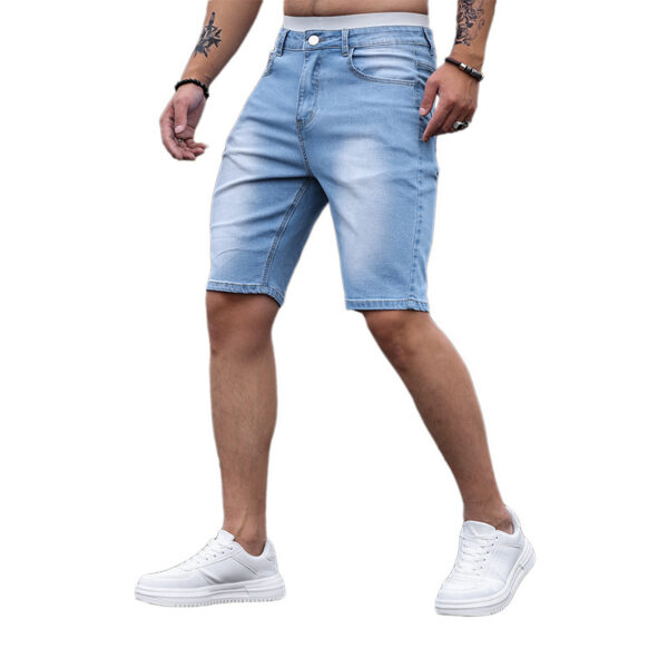 Men's Three-color Stretch Tight Denim Shorts - Image 5