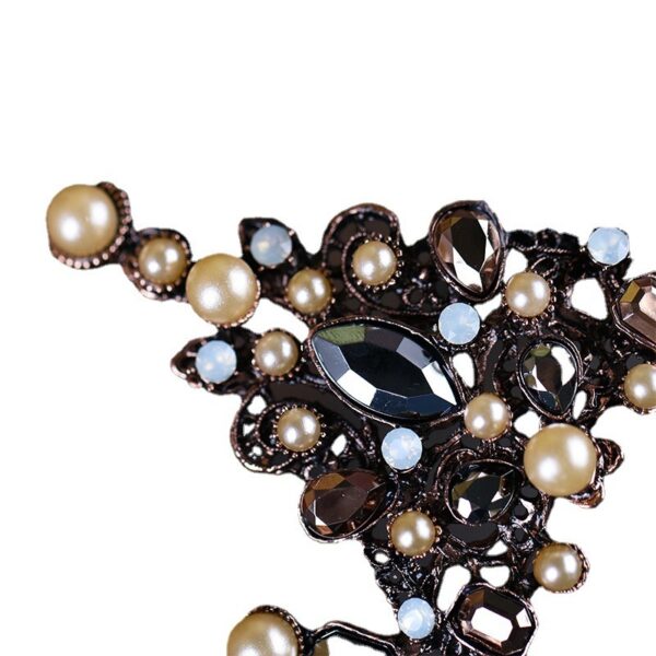 Vintage Pearl Headdress In Diamond-studded Metal - Image 2