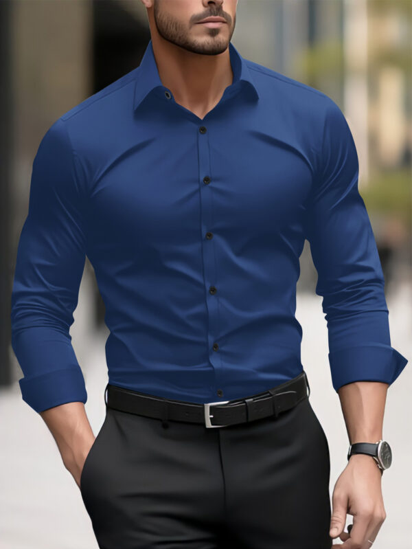 Men's Pigment Business Casual Long Sleeve Shirt - Image 9