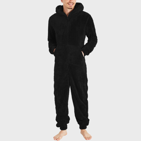 Men's Fashion Zipper Thermal Plush Jumpsuit Thermal Pajamas - Image 4