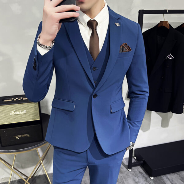 Men's Three-piece Suit Korean Style One Button - Image 3