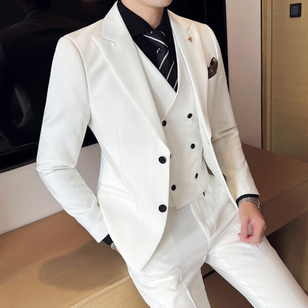 Suit Three-piece Suit Slim Style Double Buckle Solid Color Light Business - Image 9