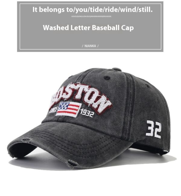 Washed Letter Baseball Cap Vintage Distressed - Image 5