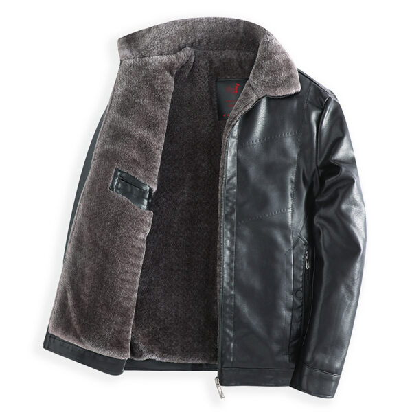 Plush Thick Leather Men's Free Care Jacket - Image 6