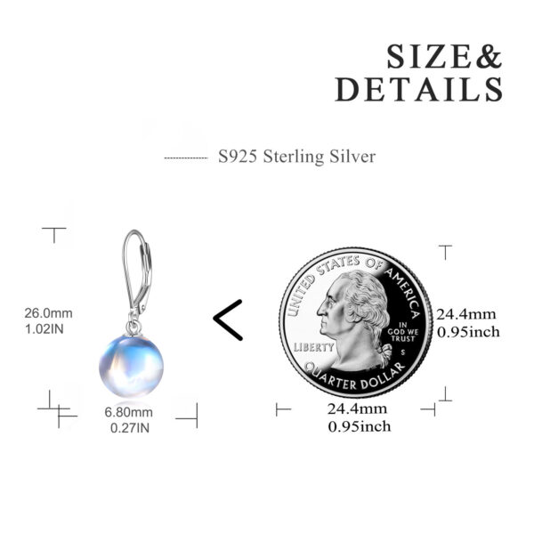 925 Sterling Silver Moonstone Drop Leverback Earrings Jewelry for Women - Image 3