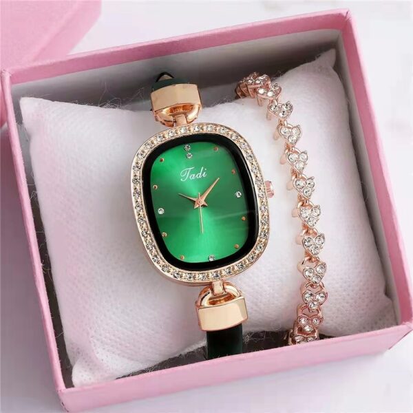 Women's Watch Bracelet Suit Two-piece Women's Quartz Watch Diamond Rhinestone Thin Belt Fashion Watch - Image 10