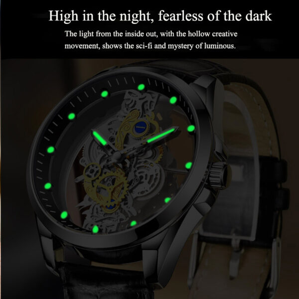 Men Watch Skeleton Automatic Quartz Watch Gold Skeleton Vintage Man Watch Mens Watches Top Brand Luxury - Image 4