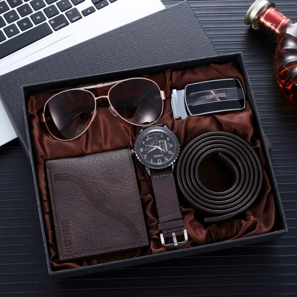 Quartz Watch Elegant Belt Wallet Glasses Set - Image 7