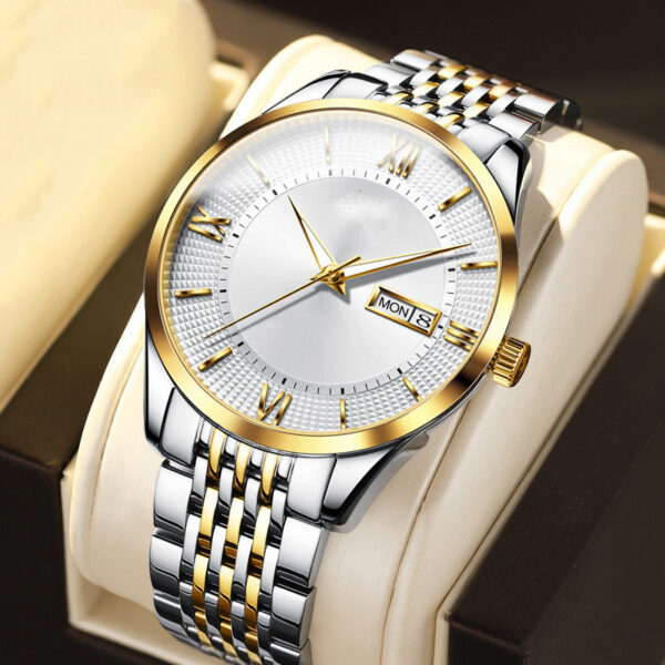 Men's Fashion Automatic Mechanical Waterproof Double Calendar Watch - Image 4