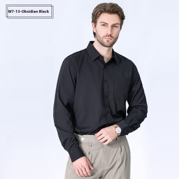 Commute Minimalist Business Professional Non-ironing Stretch Shirt Long Sleeve Men's High Sense - Image 9