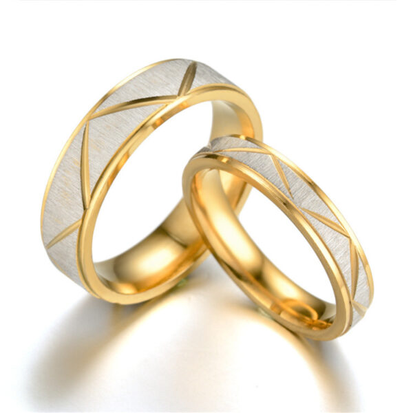 Titanium steel couple ring 24K gold stainless steel ring - Image 3