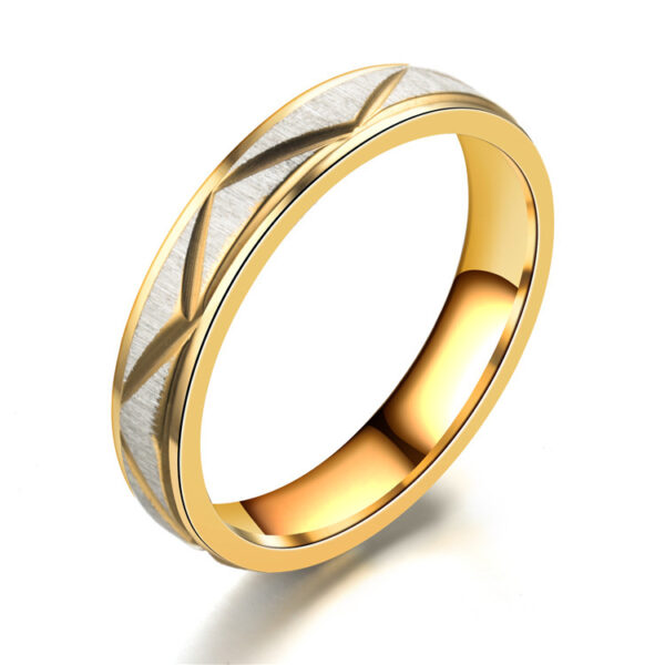 Titanium steel couple ring 24K gold stainless steel ring - Image 2