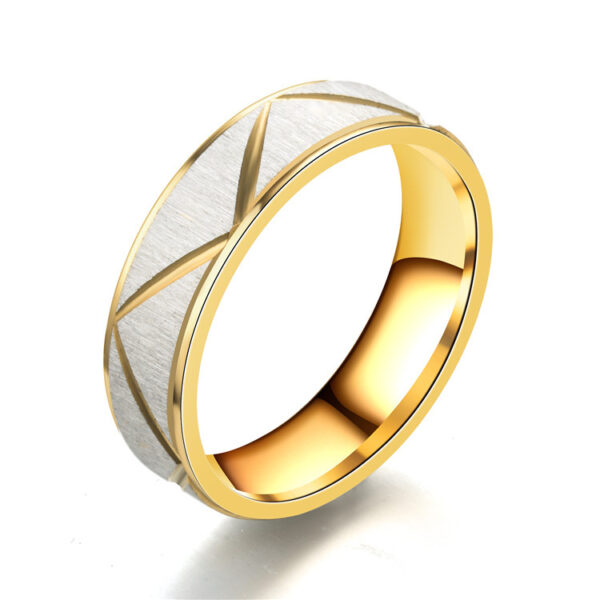 Titanium steel couple ring 24K gold stainless steel ring - Image 6