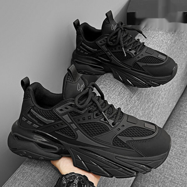 Pure Black Thick Sole Increased Leisure Sneaker Dad Shoes - Image 10