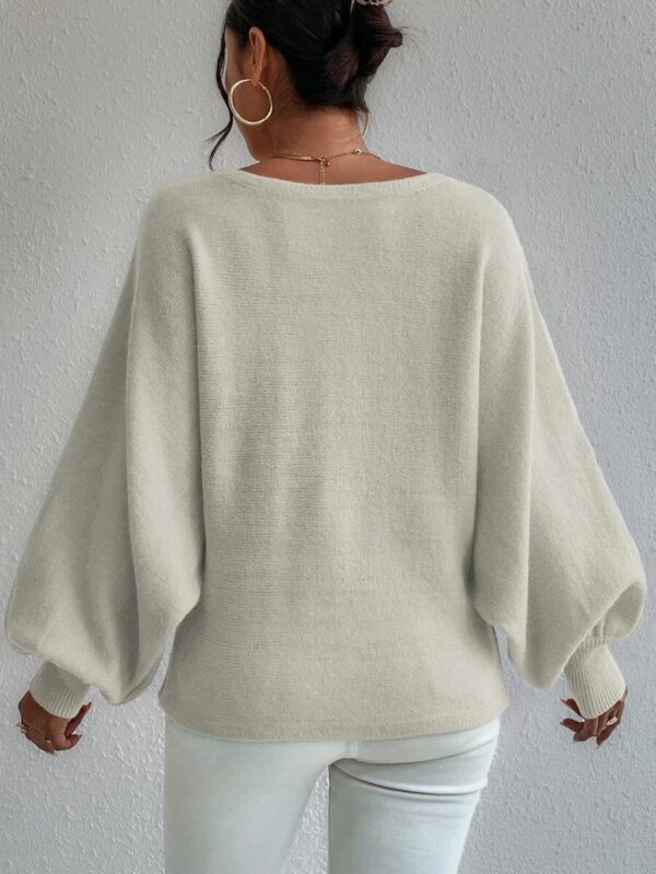 New Lantern-sleeved Pullover Sweater Fashion Line Printed Loose Tops Women's Clothing - Image 3